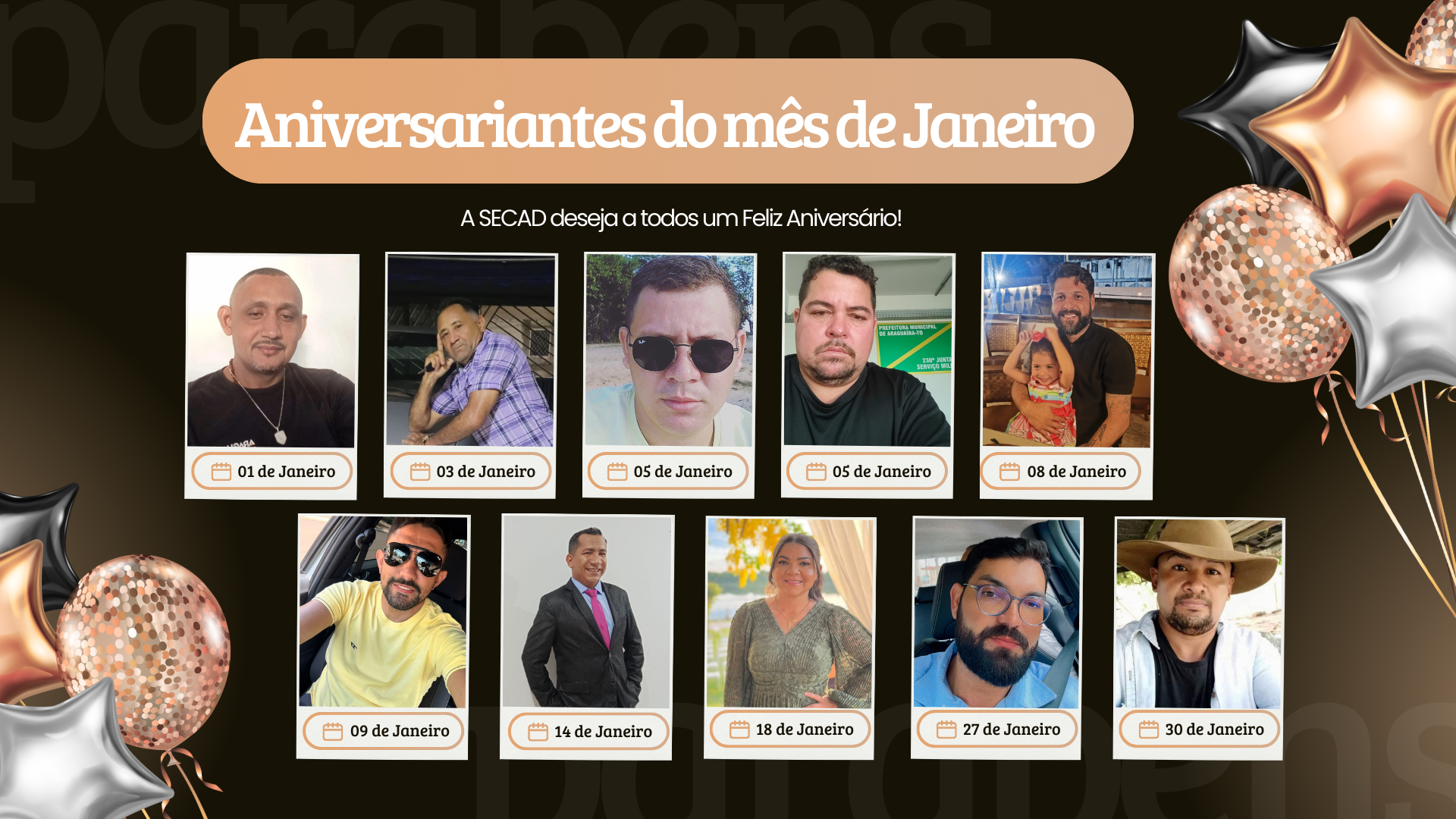 ANIVERSARIANTES DO MÊS DE JANEIRO 🎈🥳